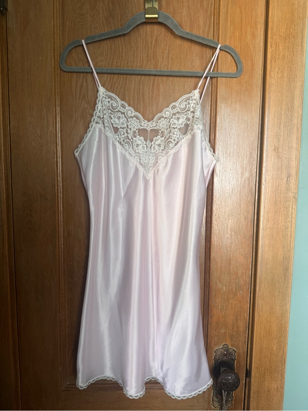 Vintage pink lace slip dress